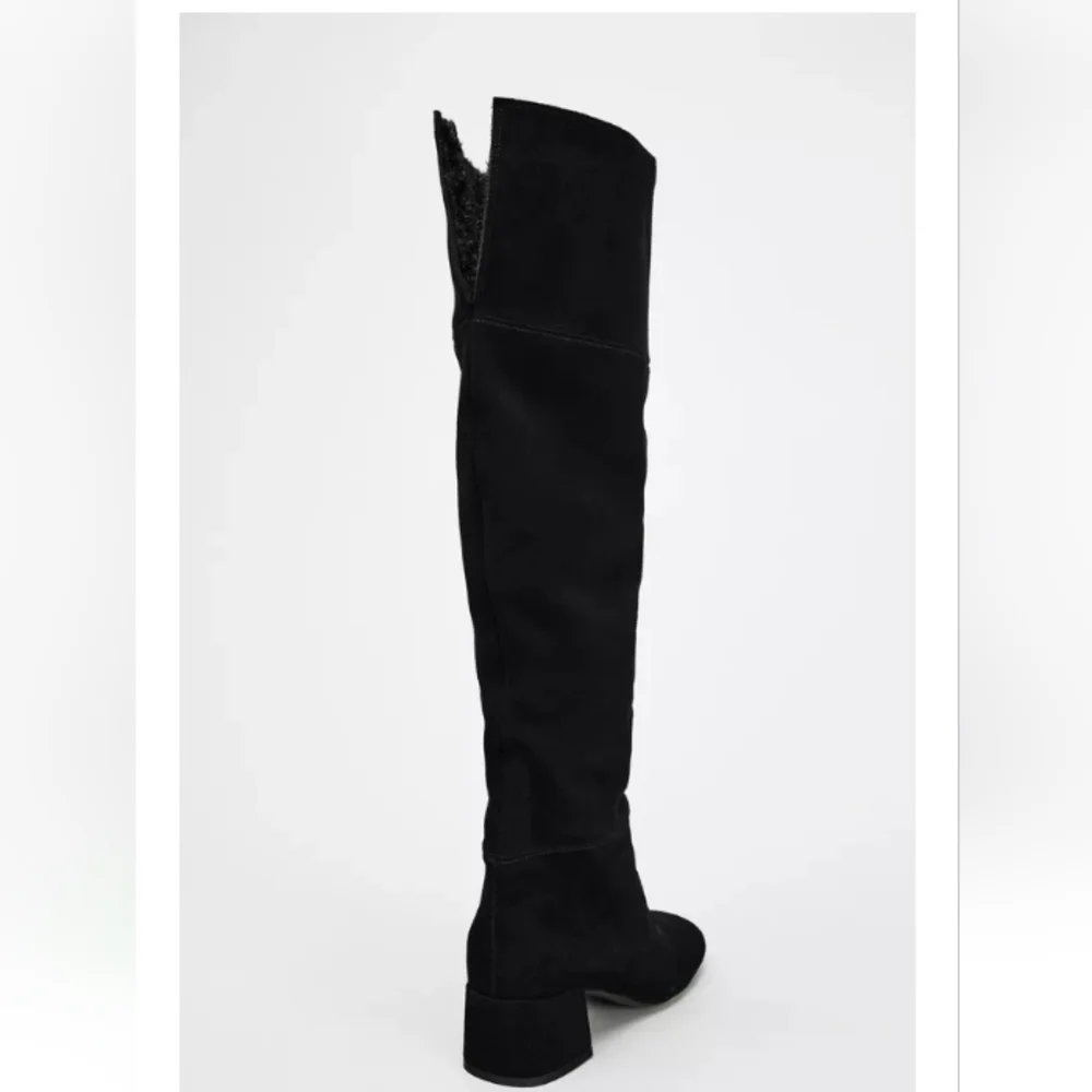 Zara Heeled Leather Suede Knee High Boots Fleece Lining Sz 9/40